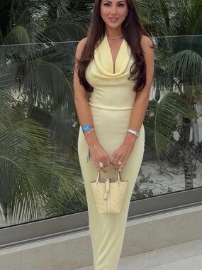 Helsa backless Cowl Neck Maxi Dress in Pal